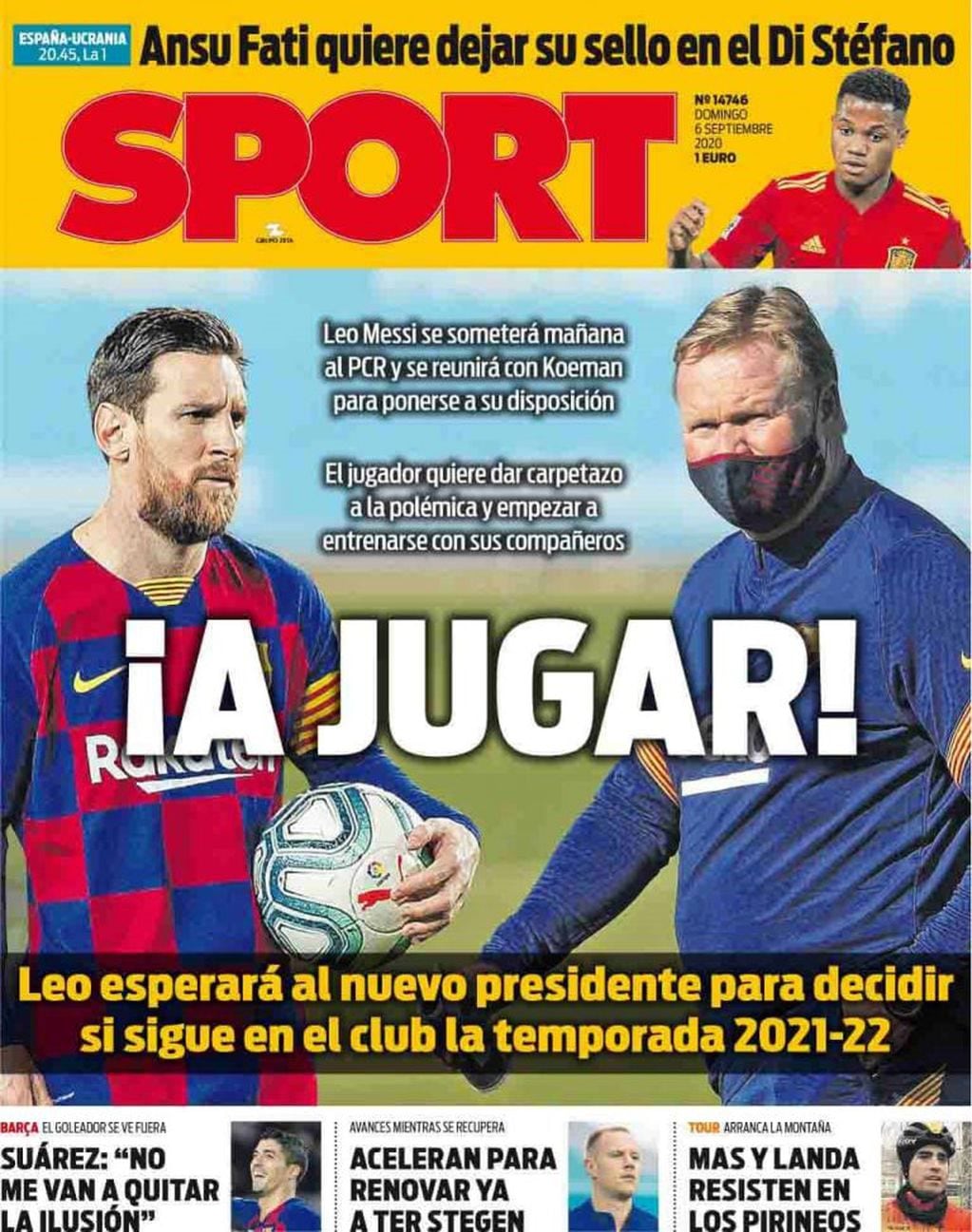 Portada del diario Sport del domingo (Foto: Captura)