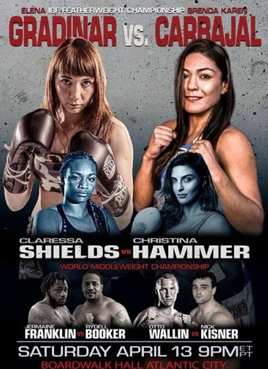 El afiche promocional que anuncia en Estado Unidos el combate de la pugilista jujeña con la boxeadora rusa, por el título mundial.