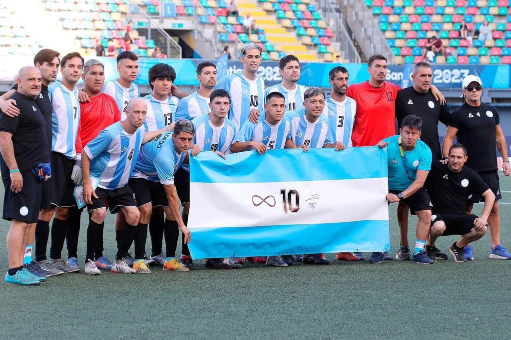 El sanrafaelino Bautista Suárez con el seleccionado argentino de fútbol 7 PC.