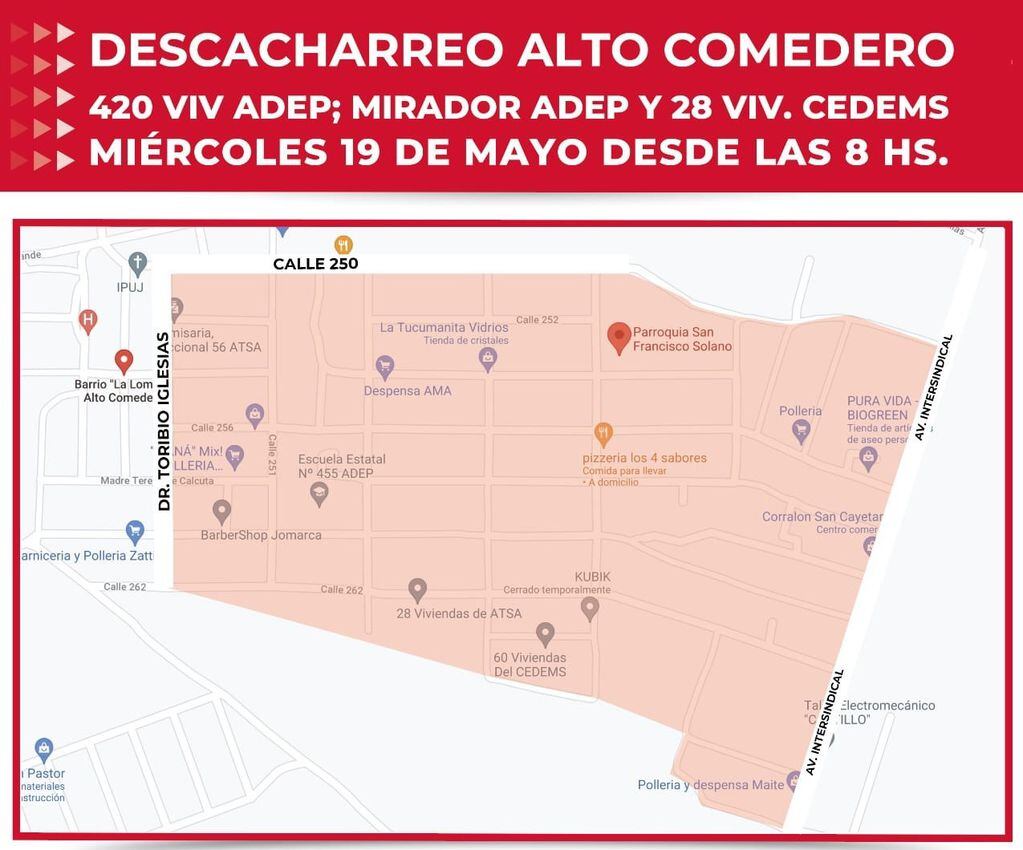 El operativo municipal de descacharrado avanzará este miércoles en Alto Comedero, el barrio más densamente poblado de San Salvador de Jujuy.