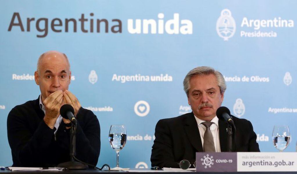 Horacio Rodríguez Larreta y Alberto Fernández (Foto: Alejandro PAGNI / AFP)