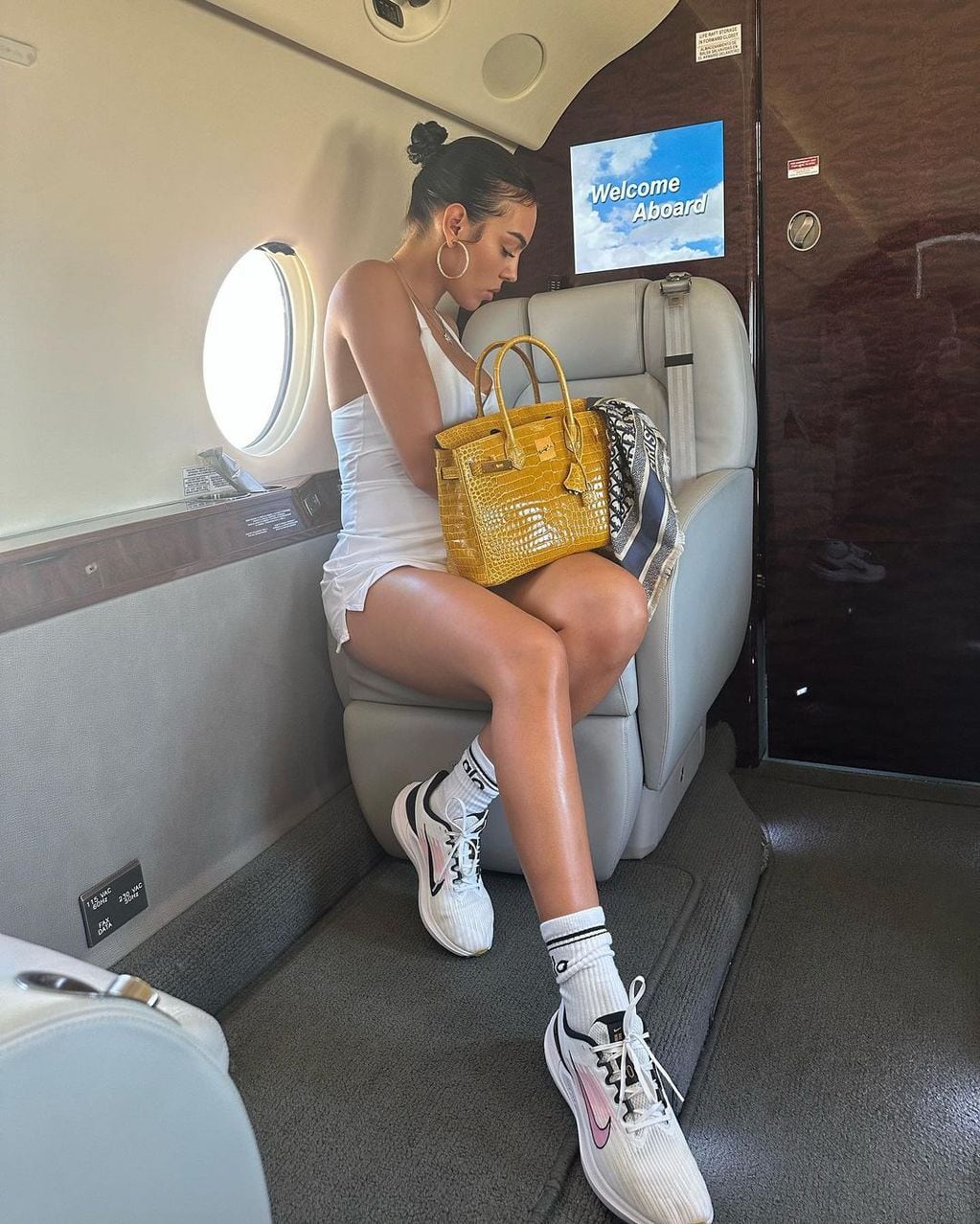 Georgina Rodríguez y su look para viajar en avión privado