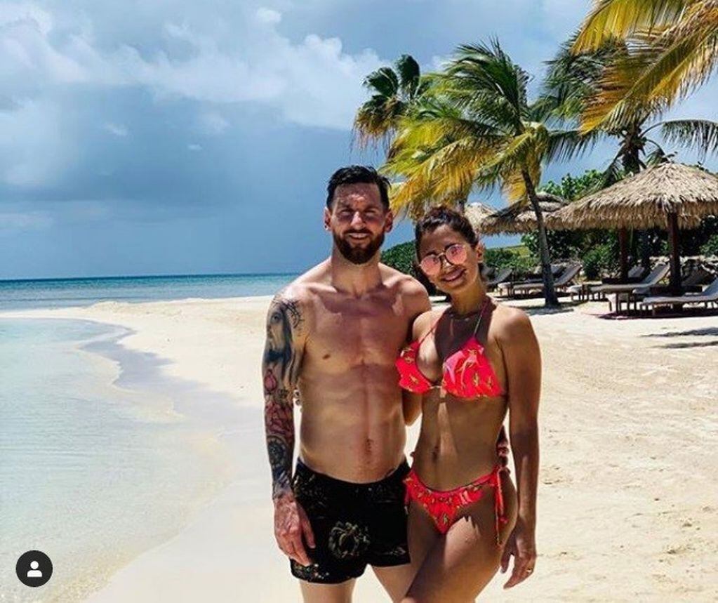 Messi y Antonela en las playas del Caribe. (Instagram)