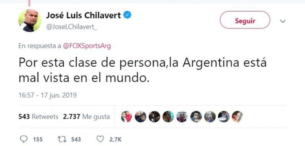 Los tuits de Chilavert contra Ruggeri (Foto: captura Twitter)