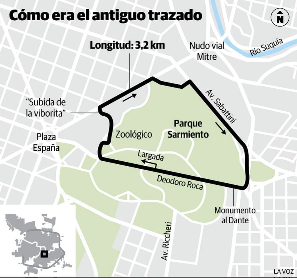 Así fue el circuito por el cual corrió la Fórmula 1 en Córdoba. Infografía La Voz.