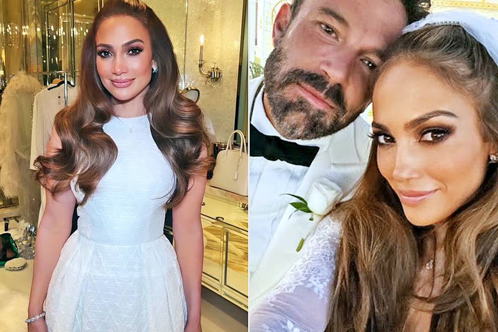 Jennifer Lopez se casó con Ben Affleck y usó dos vestidos para la boda