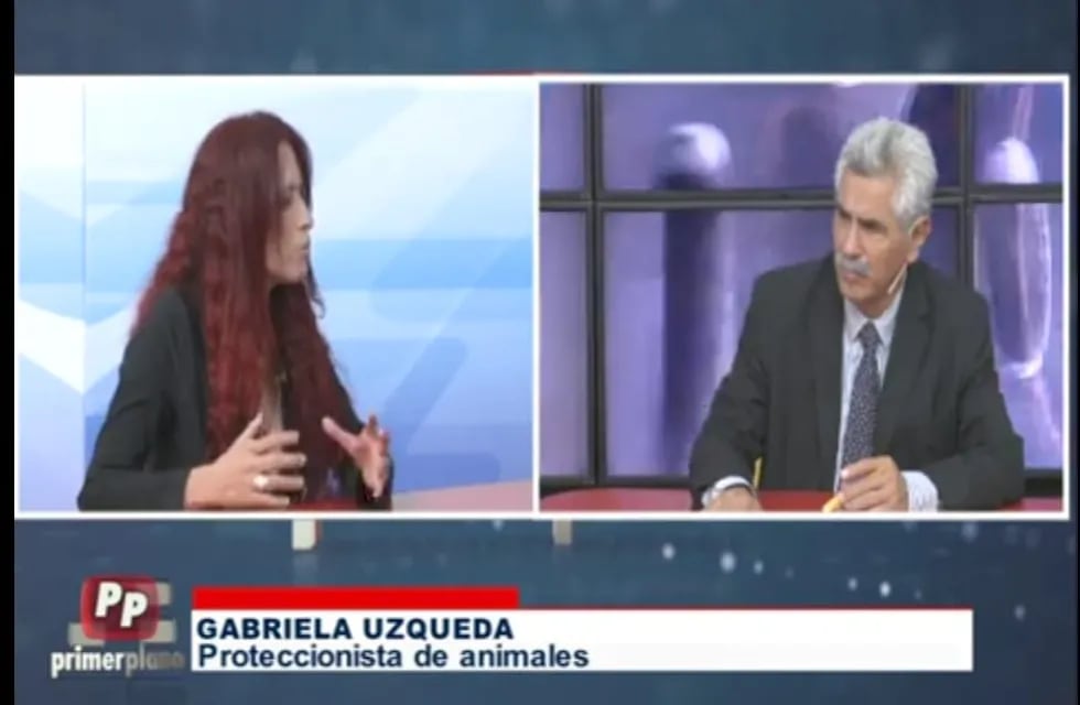 Gabriela Úzqueda junto al periodista Gremán Valdez, en Primer Plano (Canal 10 Tucumán)