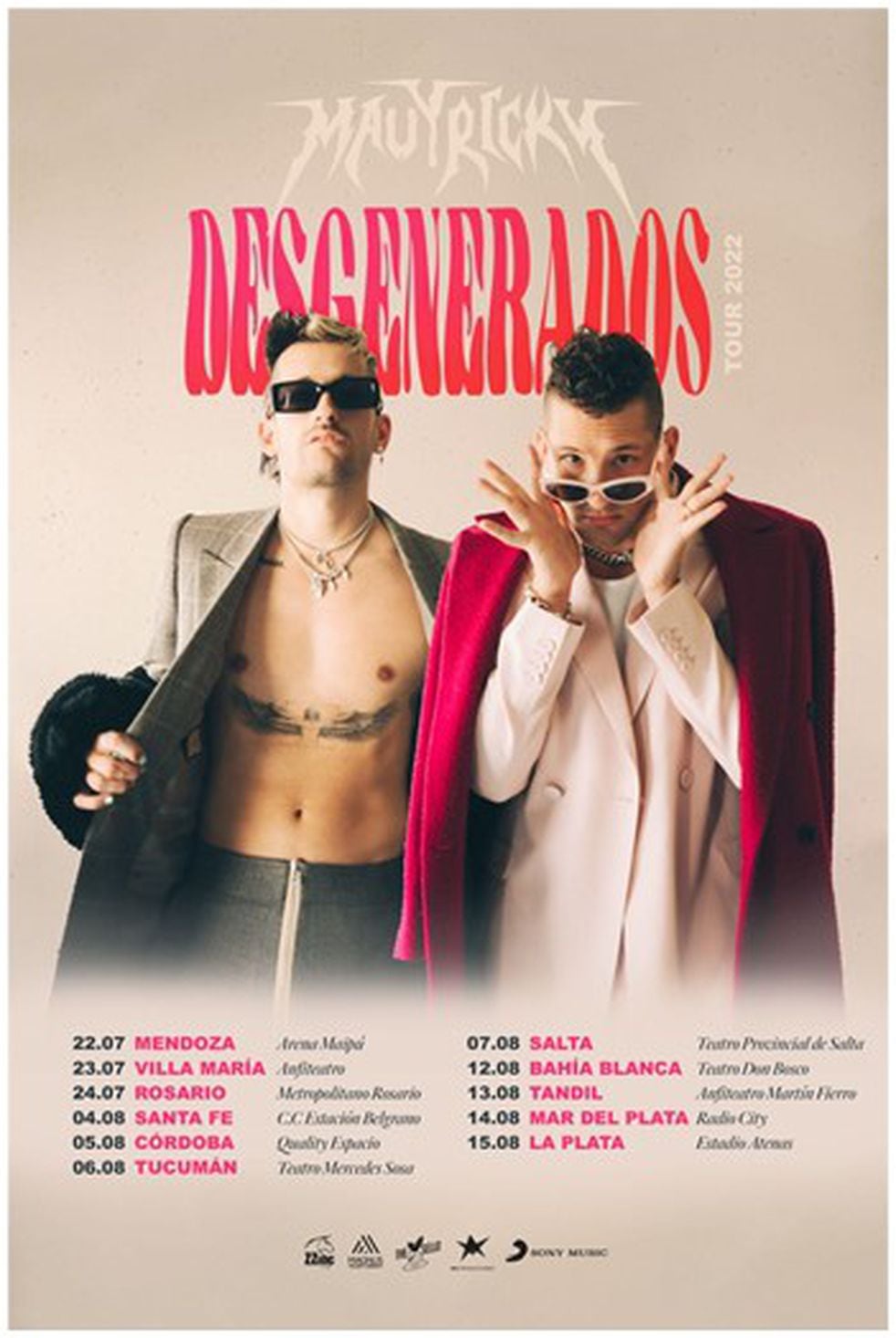 Mau y Ricky lanzan su nuevo tour “Desgenerados” en la Argentina.
