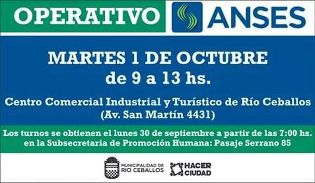 Operativo Anses en Río Ceballos (Octubre).