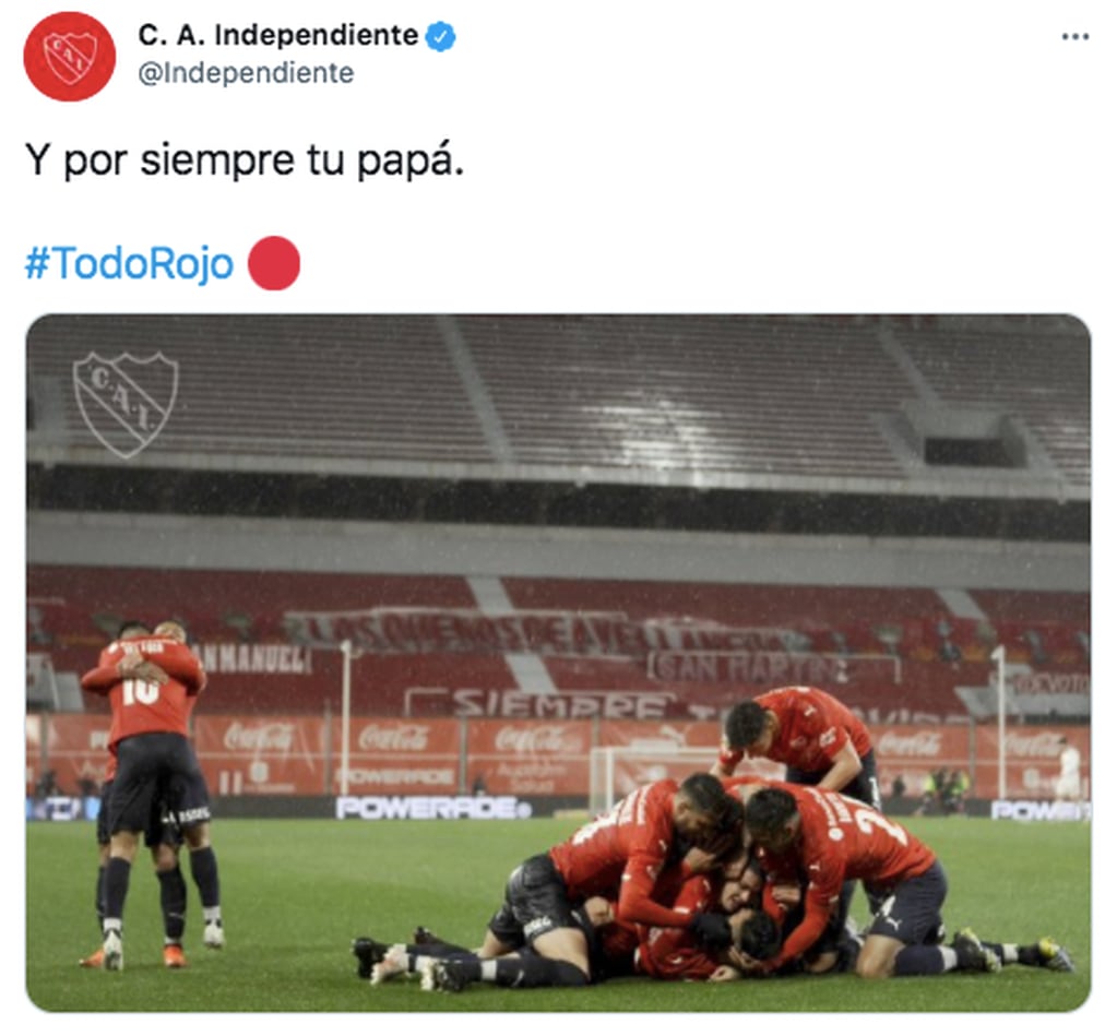 Los picantes tuits de Independiente tras vencer a Racing