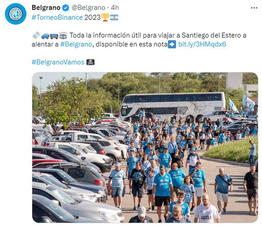 Los hinchas de Belgrano dirán presente este viernes en Santiago, ante Central Córdoba.