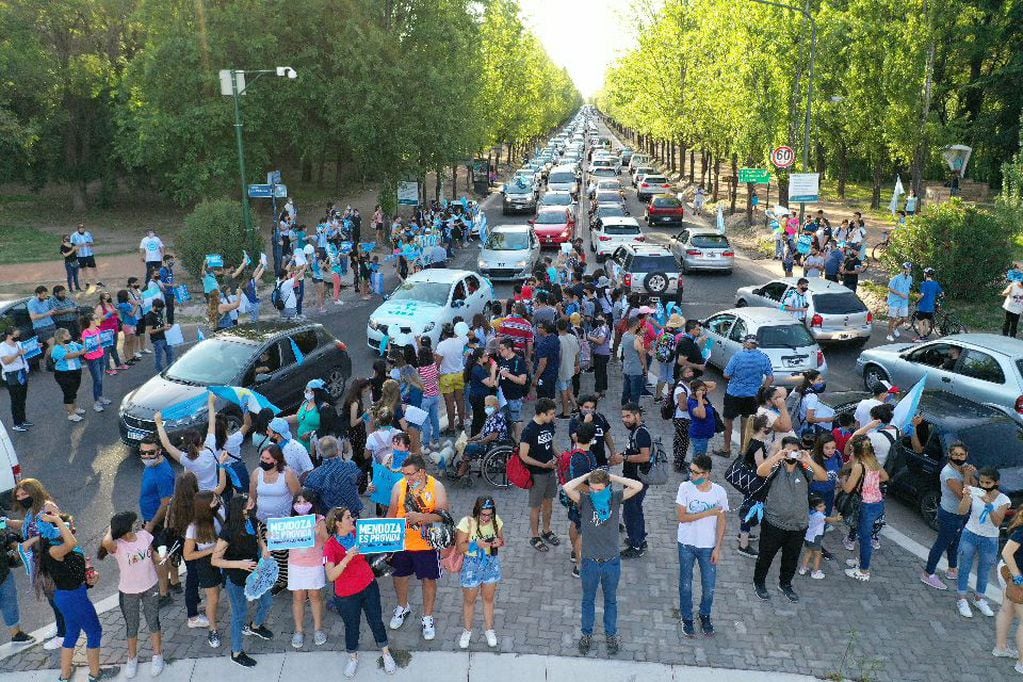 Miles de personas de agrupaciones provida se reunieron en el Parque General San Martín para después recorrer la Ciudad de Mendoza.