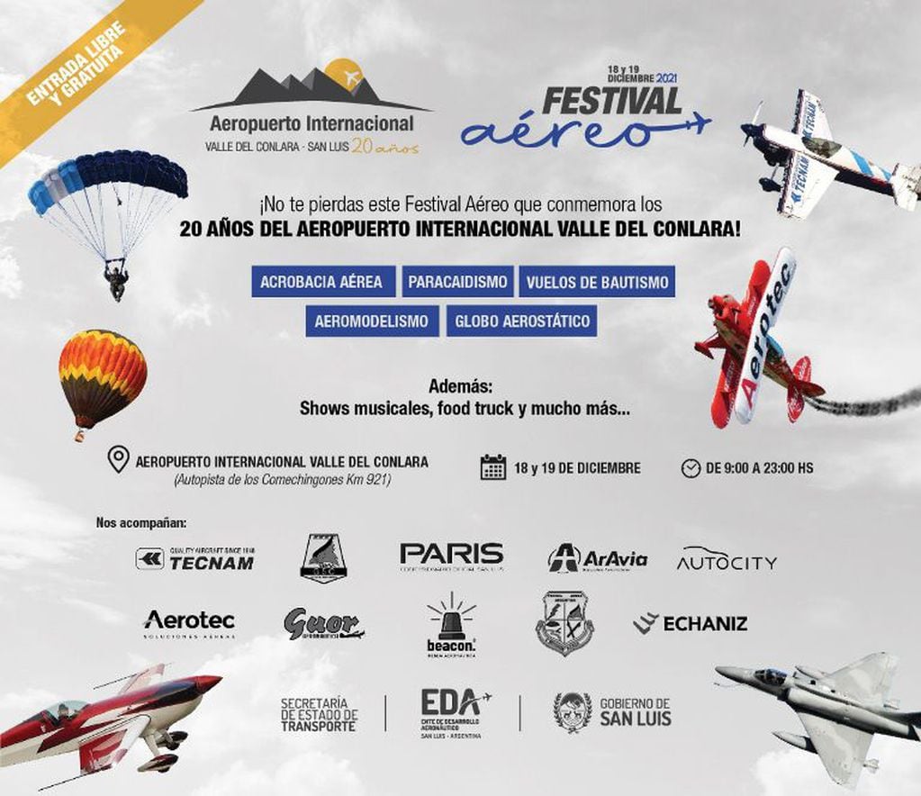 Festival aéreo en Santa Rosa del Conlara