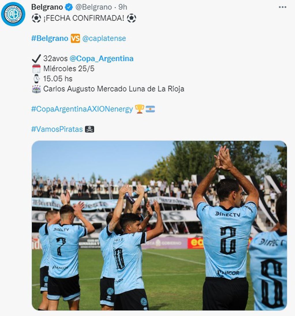 Todo confirmado para el Belgrano-Platense de Copa Argentina.