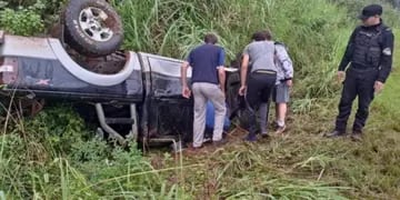 Caraguatay: dos heridas tras un despiste y vuelco sobre la ruta