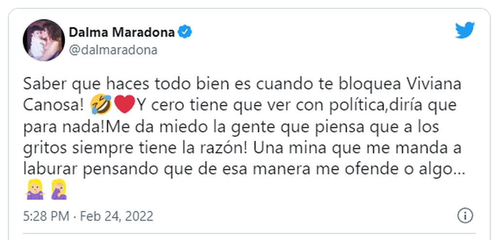 Viviana Canosa bloqueó a Dalma de Twitter