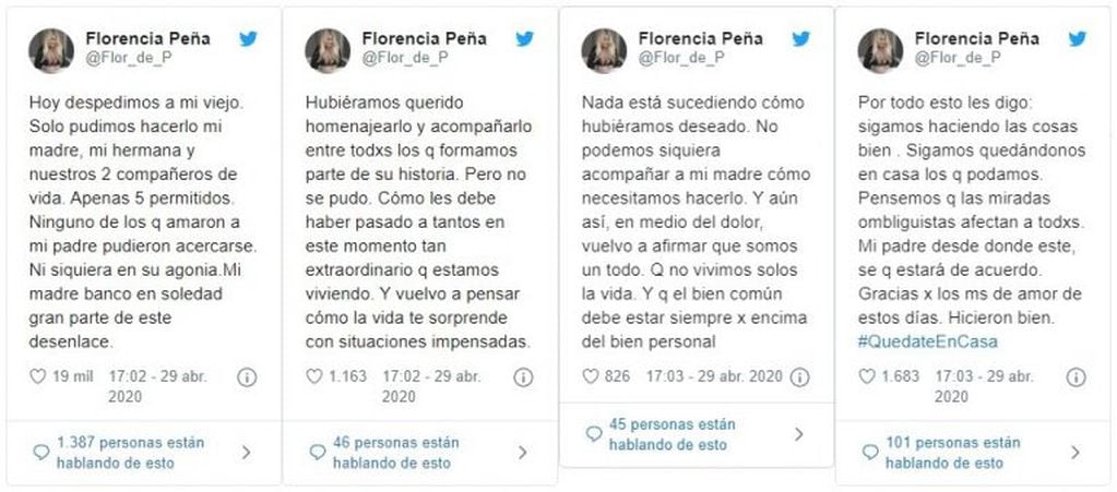 Flor Peña despidió a su papá (Web)