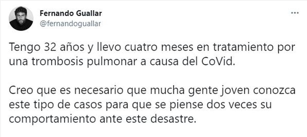 El mensaje de Fernando Guallar sobre su estado de salud.