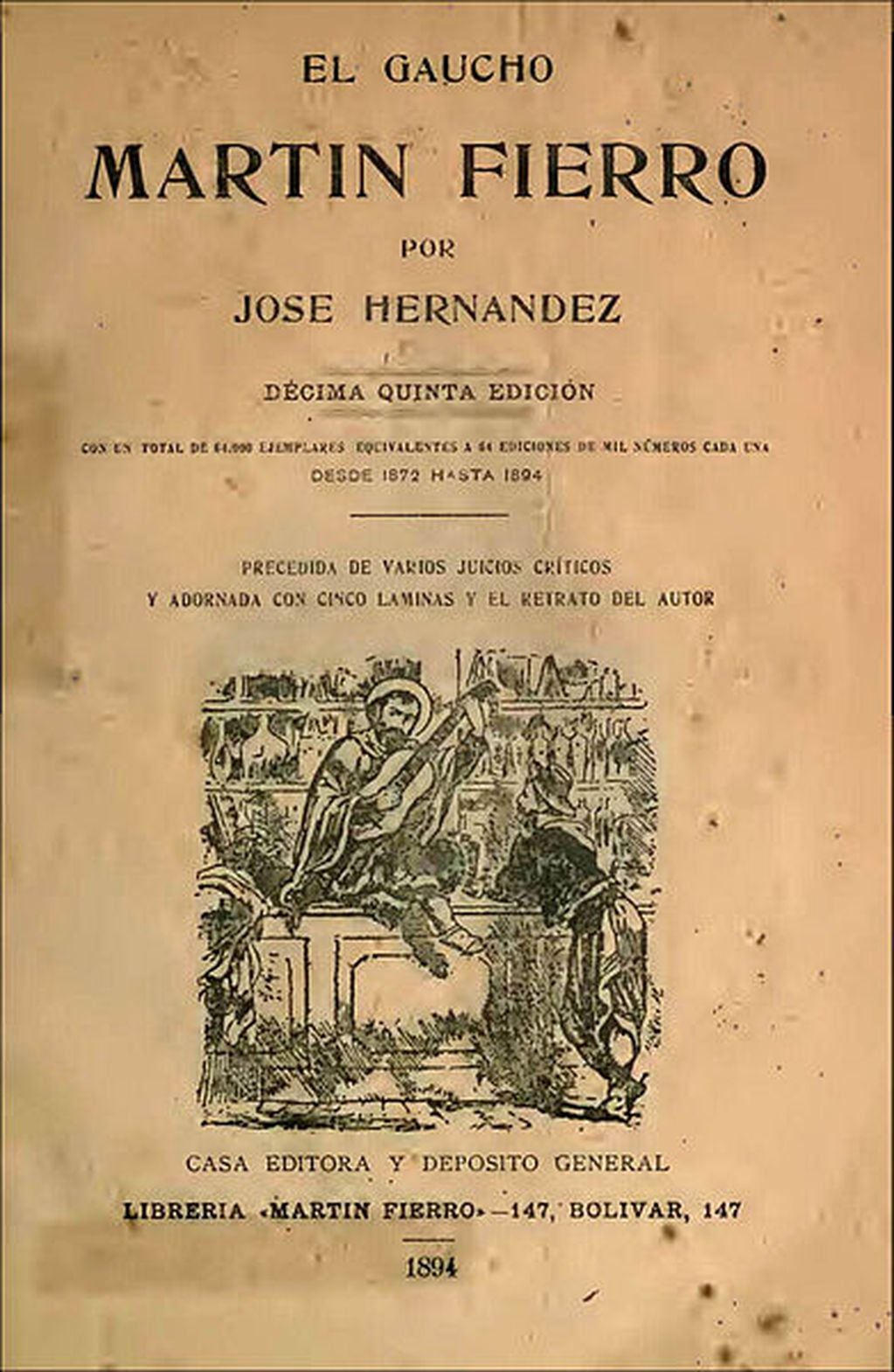Ejemplar original de "La vuelta de Martín Fierro", 1897
