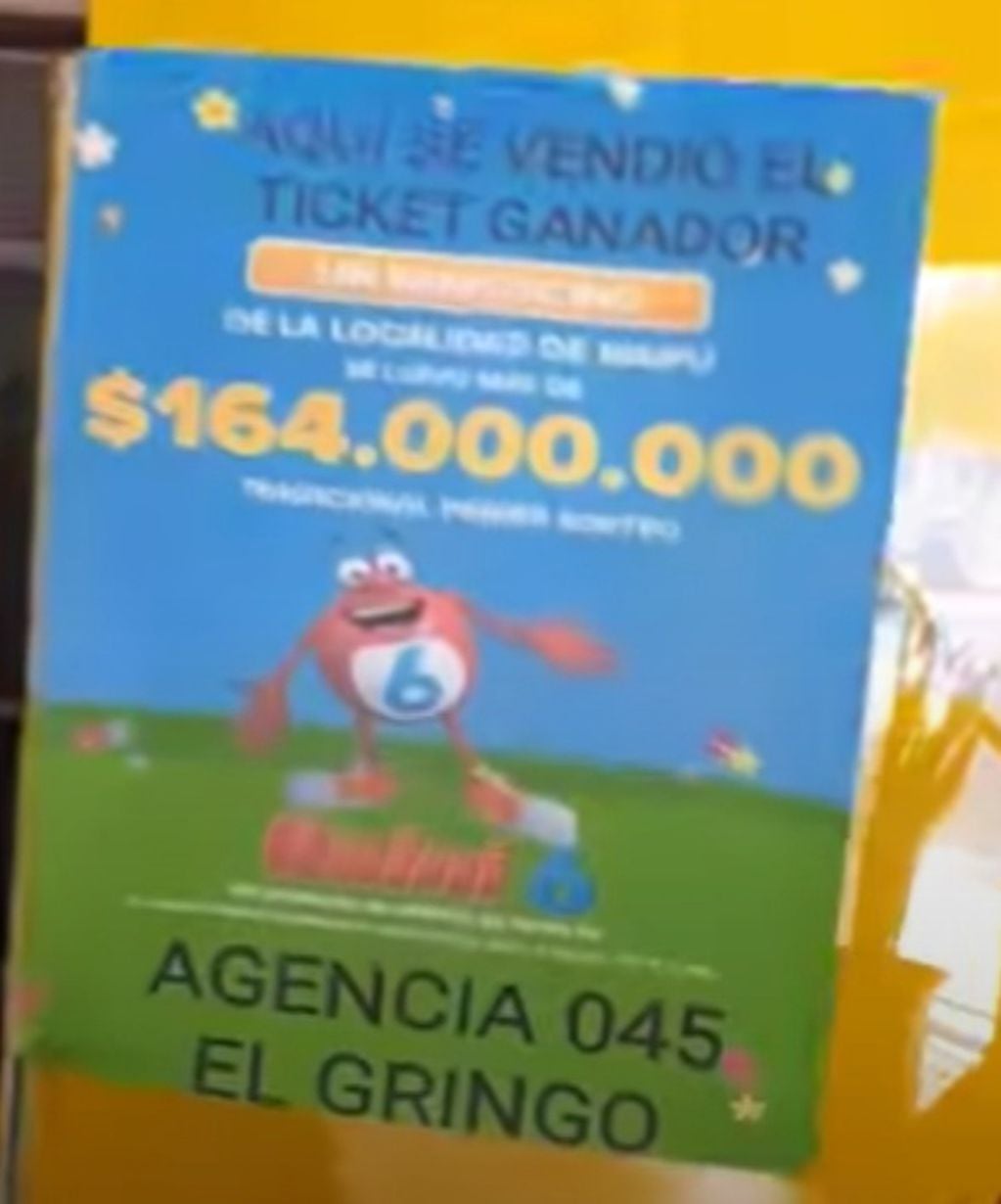 La agencia El Gringo que se encuentra frente a la plaza de Maipú vendió el ticket ganador del sorteo del 28 de septiembre.