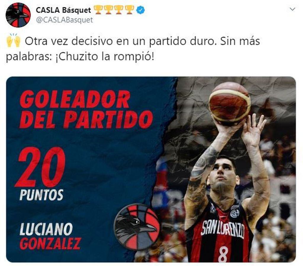 Luciano González fue el goleador del partico (Foto: captura Twitter)