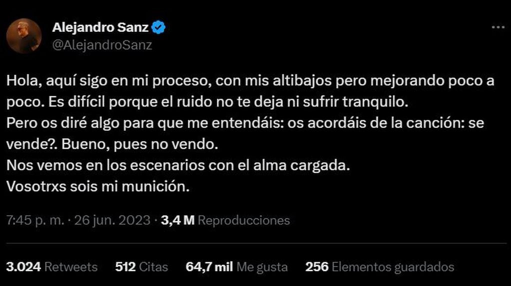 Alejandro Sanz en Twitter