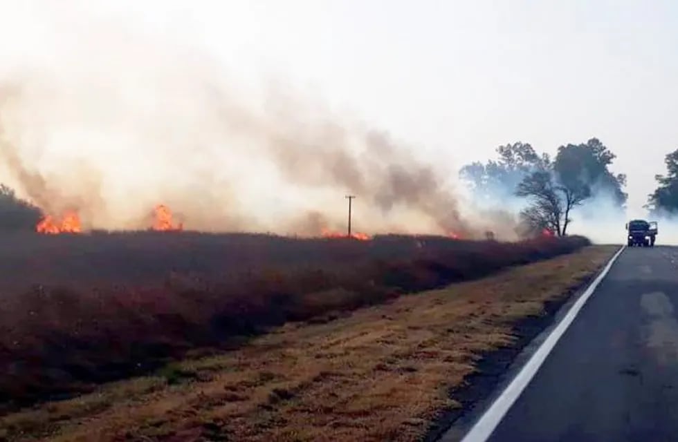 Incendio en la Ruta Nacional N° 35 (Infotec)
