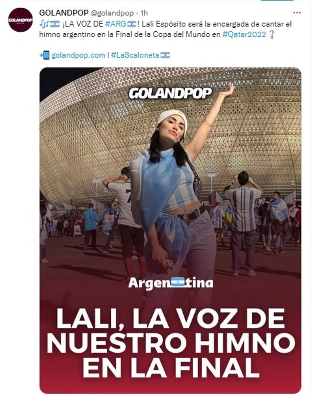 Lali Espósito podría ser la voz argentina en la final de Qatar