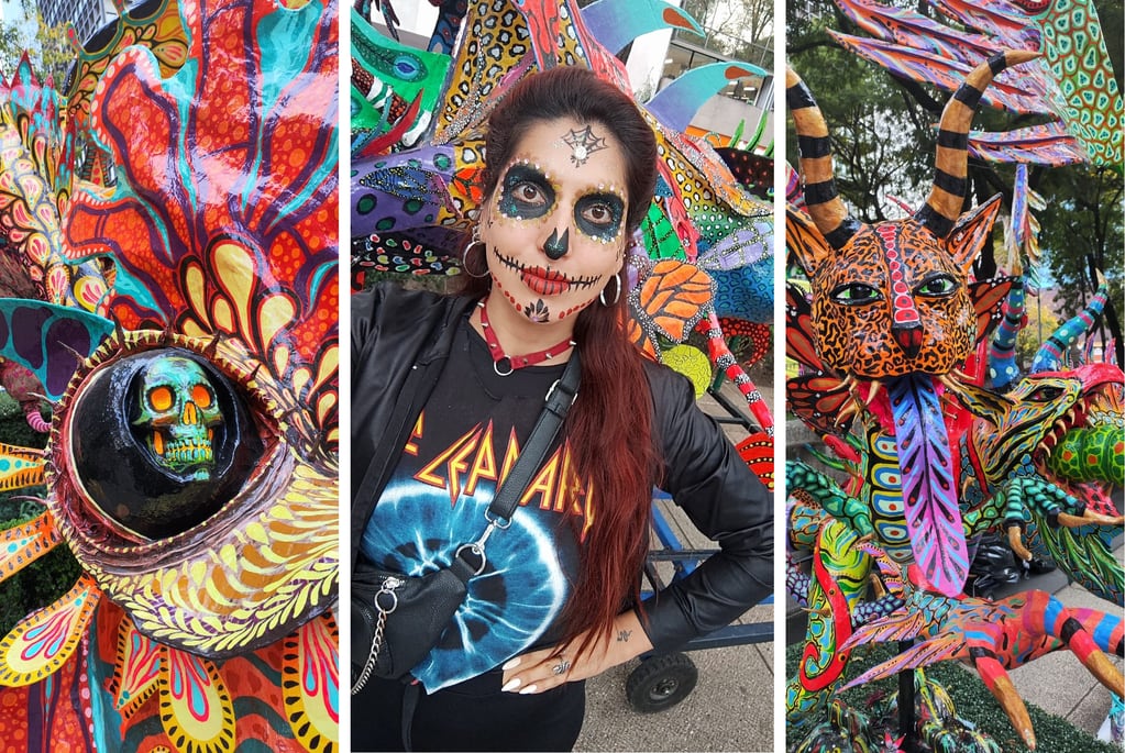 Melina Sosa, la turista jujeña participado en los festejos por el Día de los Muertos, con un tradicional maquillaje de catrina mexicana.