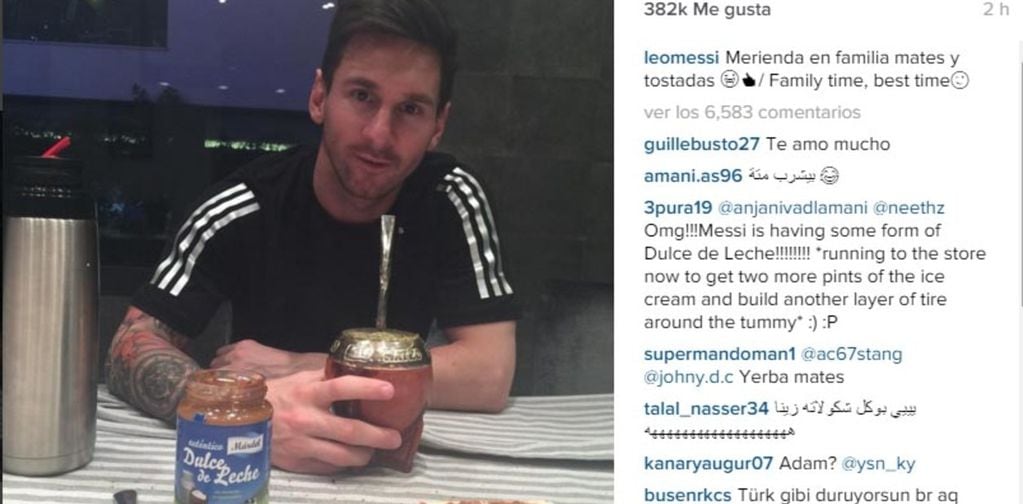 El posteo de Lionel Messi en enero de 2016.