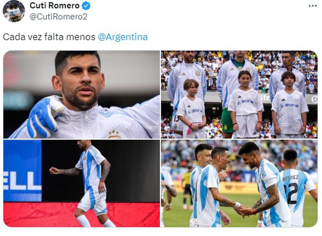 El Cuti Romero llega con un nivel alto en la Selección para la Copa América.