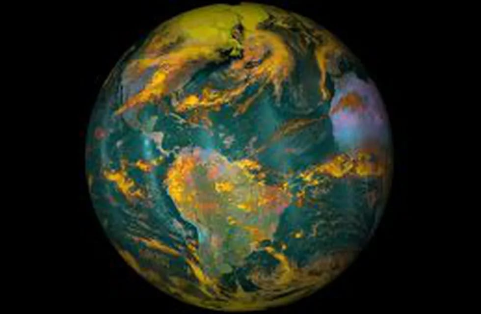 (FILES) This file NOAA/NASA image released on April 22, 2016 shows planet Earth.rnCarbon emissions from burning fossil fuels have been nearly flat for three years in a row -- a 