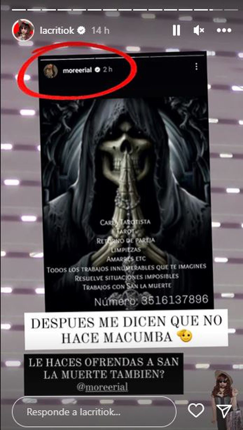 Morena Rial sorprendió con una postal de San La Muerte