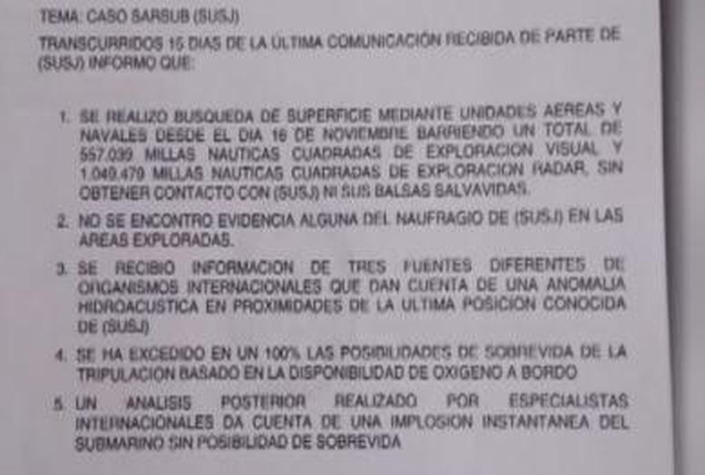 Informe secreto ARA San Juan.