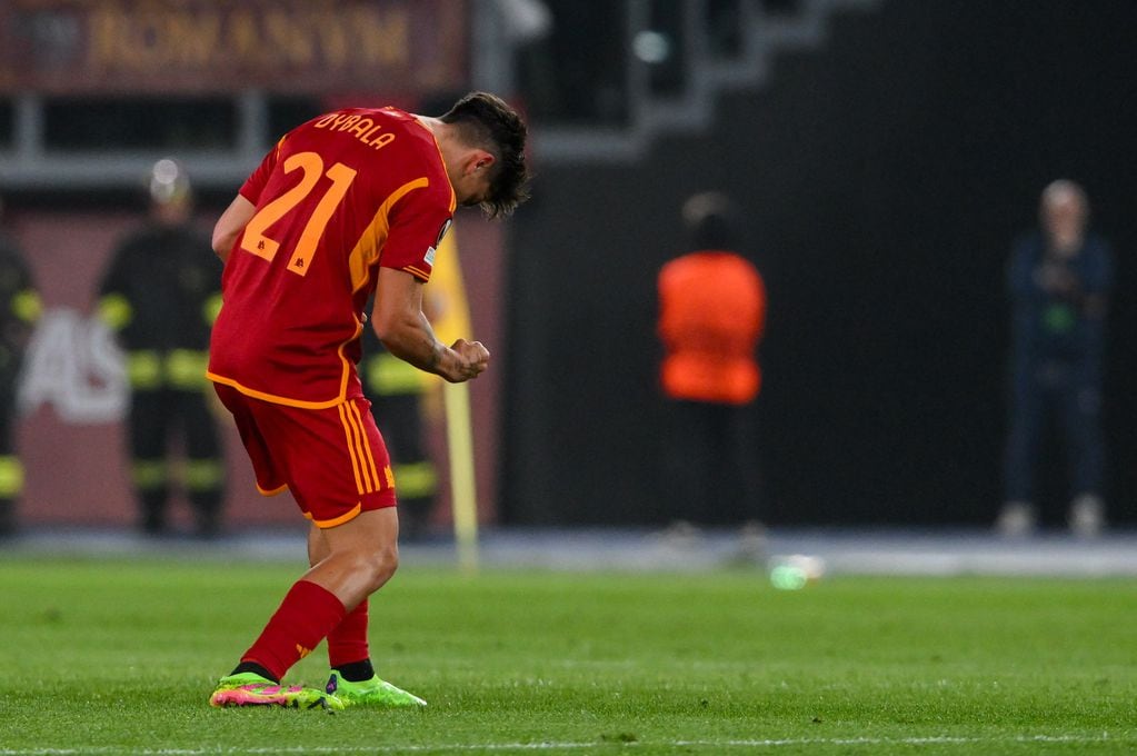 Paulo Dybala celebra su gol para la Roma (Roma).