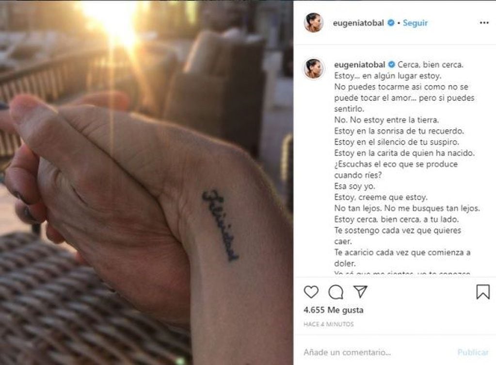La despedida de Eugenia Tobal a su mamá en las redes. (Instagram)