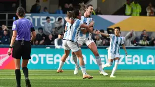 Festejo de las jugadoras argentinas