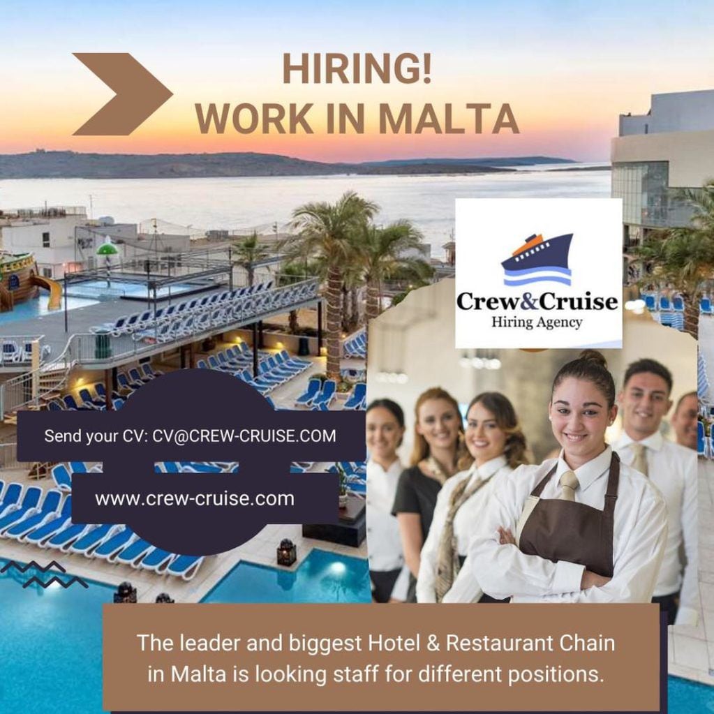 Una empresa hotelera en Malta busca argentinos para trabajar.