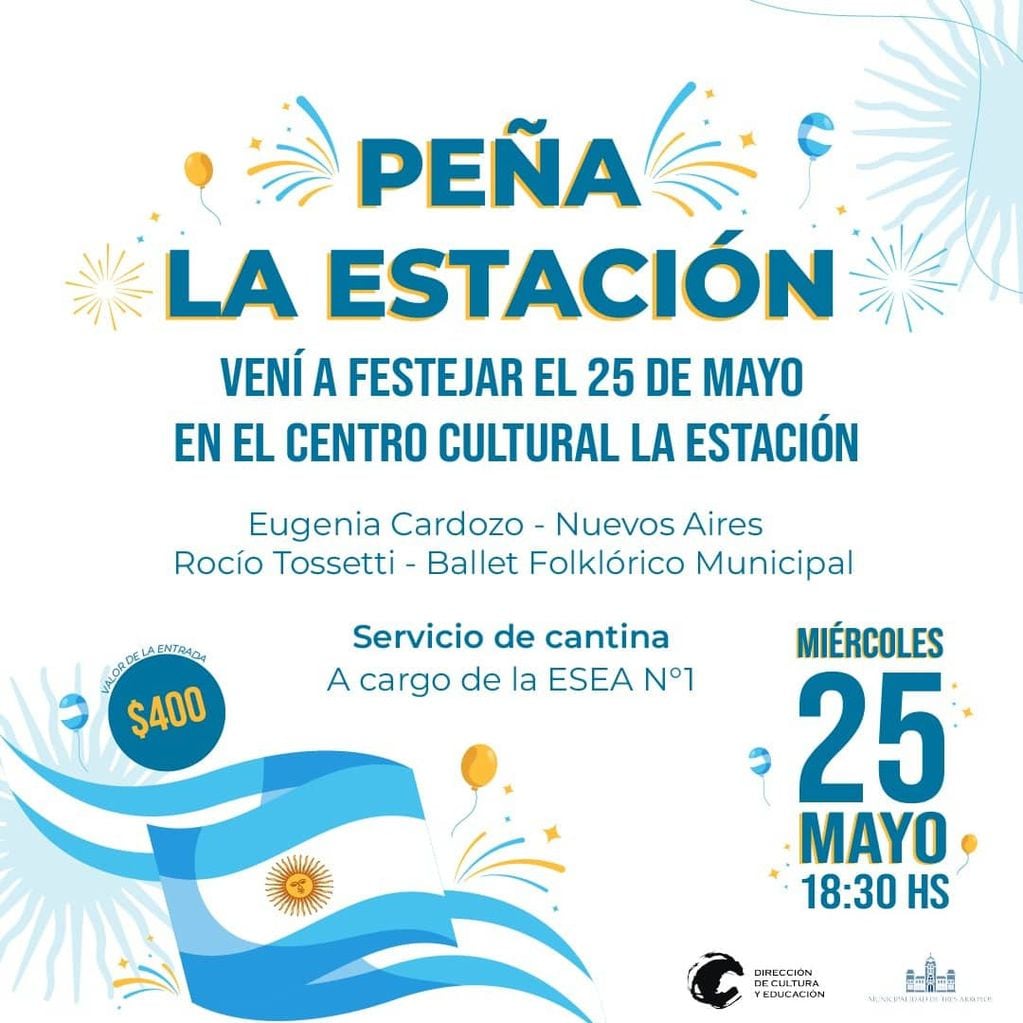 "Peña La Estación” en el Centro Cultural para celebrar el 25 de Mayo