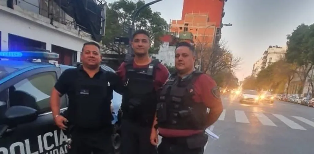 Aldo Suárez, Luis Padilla y José Cosenza, los tres policías héroes que participaron del rescate.