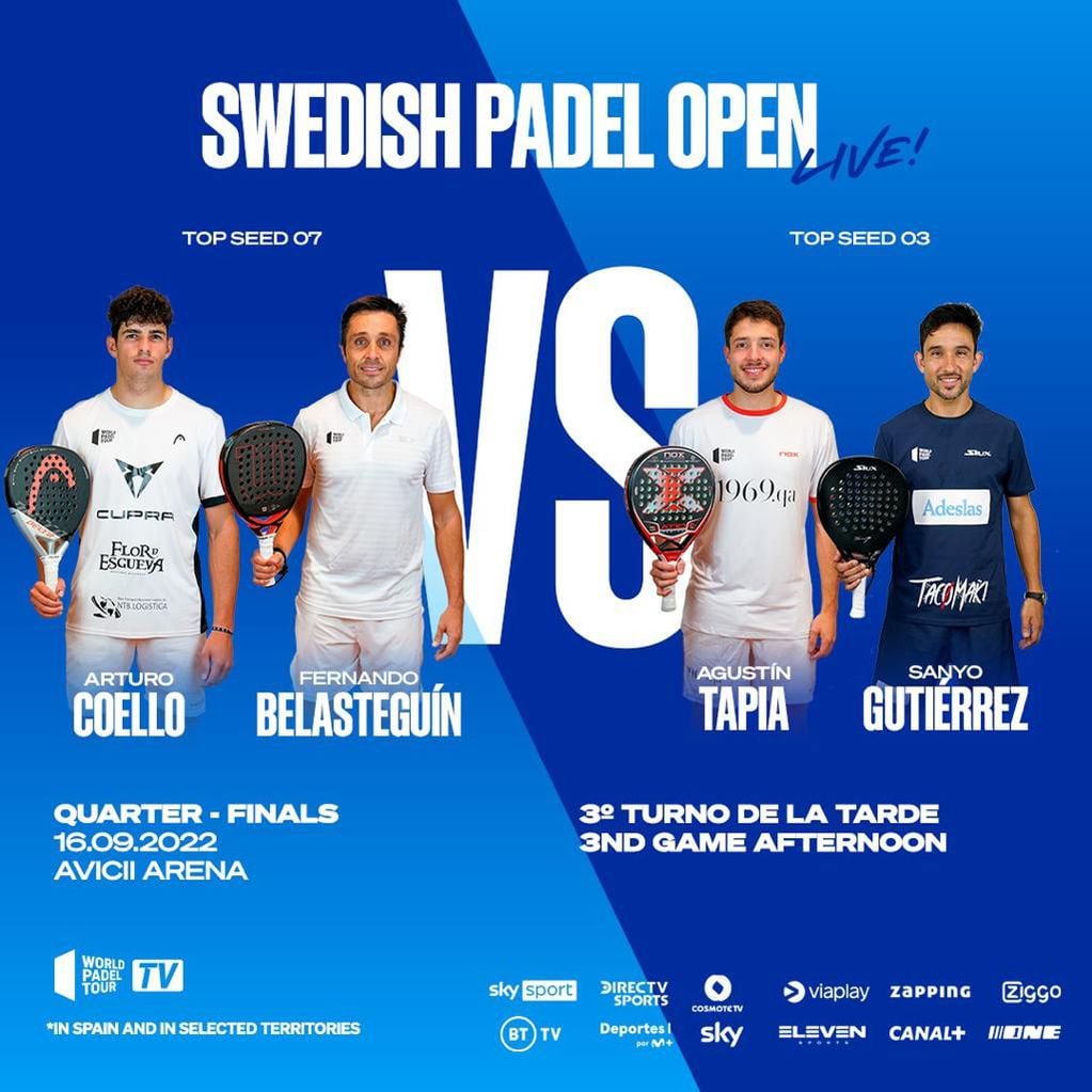 Sanyo Gutiérrez y tapia disputarán los 4tos de final del Open de Suecia.