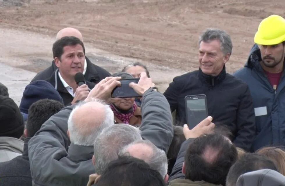 Mauricio Macri y Mauricio Cravero en Arroyito