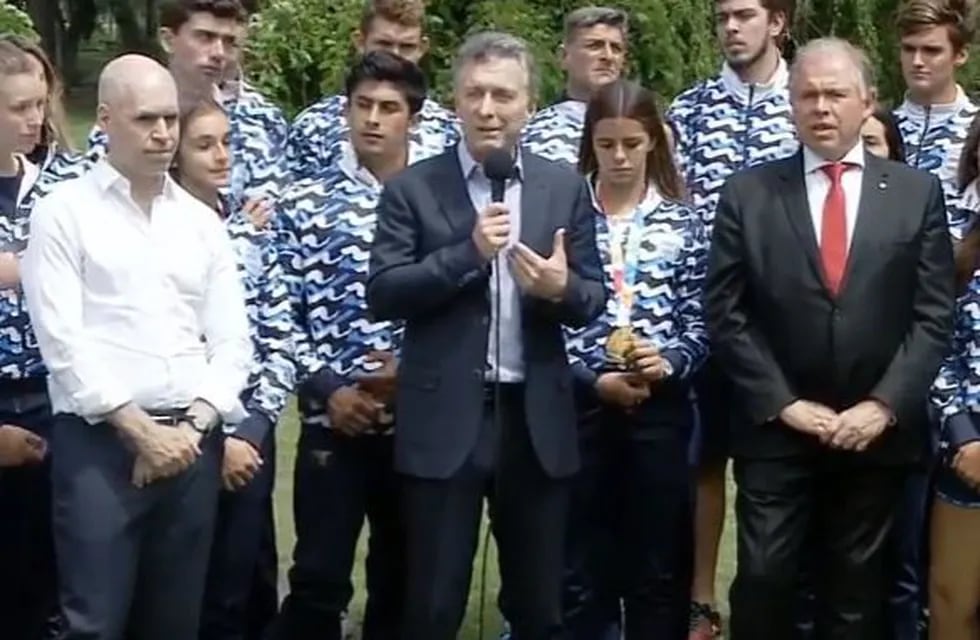 Macri recibe a los atletas olímpicos que participaron de los Juegos de la Juventud.