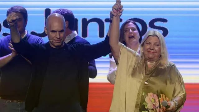 CAMBIEMOS. Rodríguez Larreta y "Lilita" Carrió festejaron en Buenos Aires (DyN).