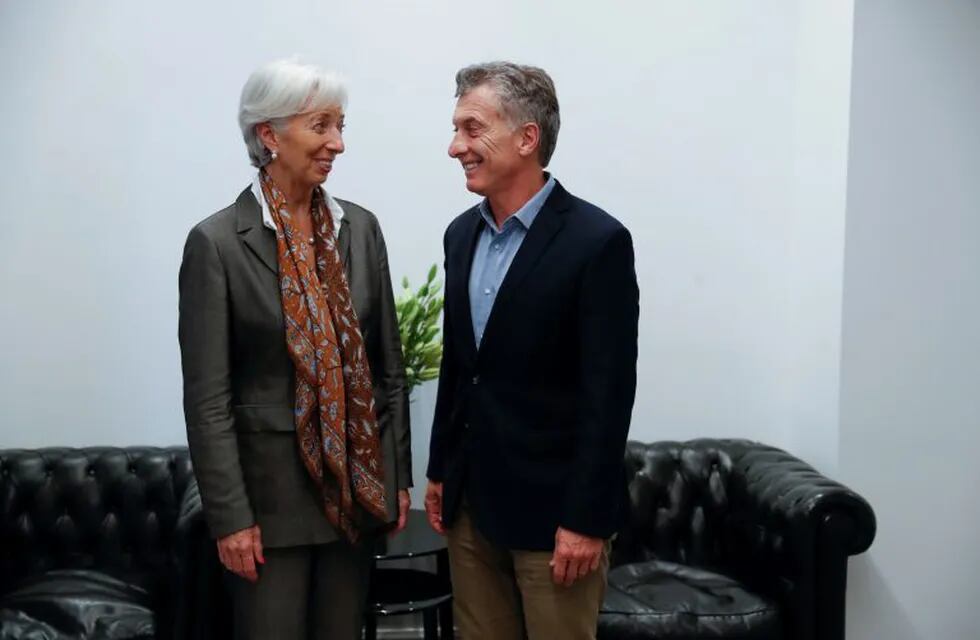 La directora del FMI, Christine Lagarde, con el presidente Mauricio Macri.