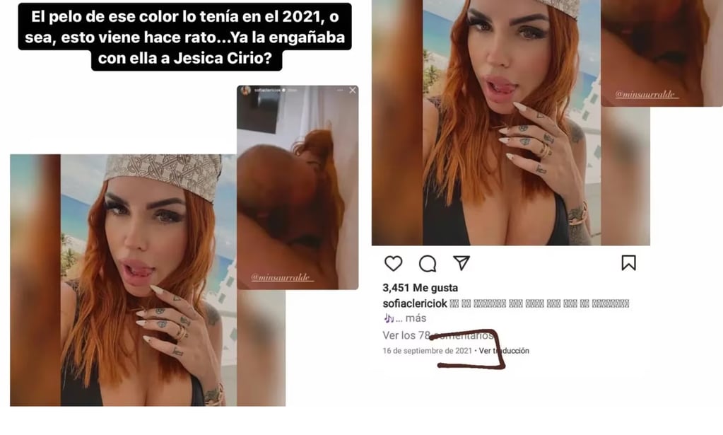 Pochi asegura que por las publicaciones en redes de Sofía Clerici, la relación con Insaurralde sería al menos desde el 2021. (Instagram Gossipeame)