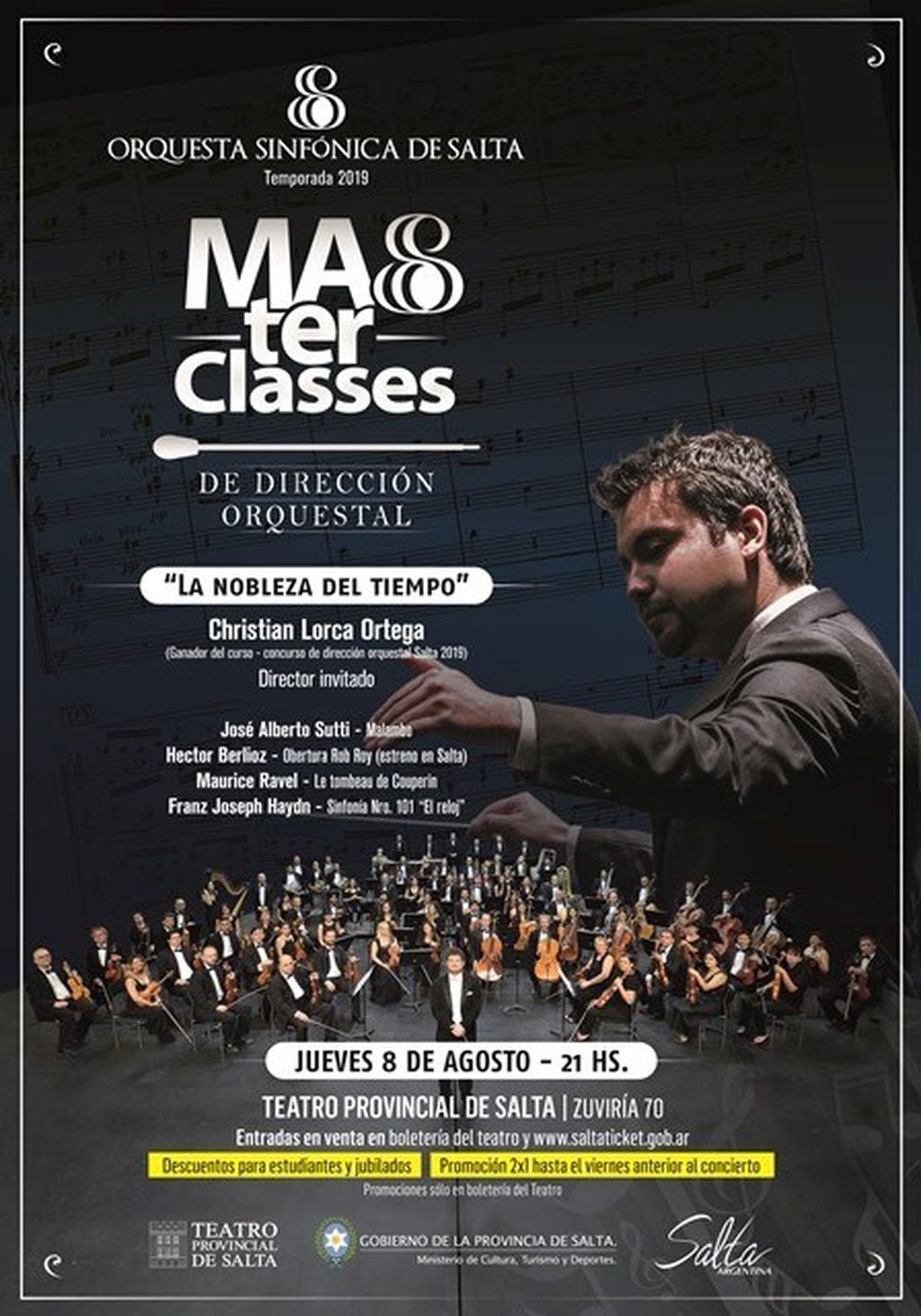 Christian Lorca Ortega dirigirá la Orquesta Sinfónica de Salta (Teatro Provincial)