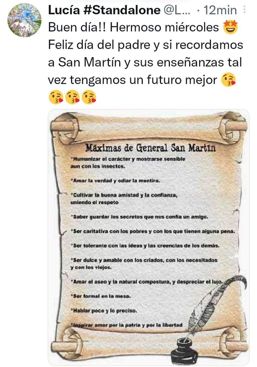 Tweets que conmemoran el día del padre en Mendoza.