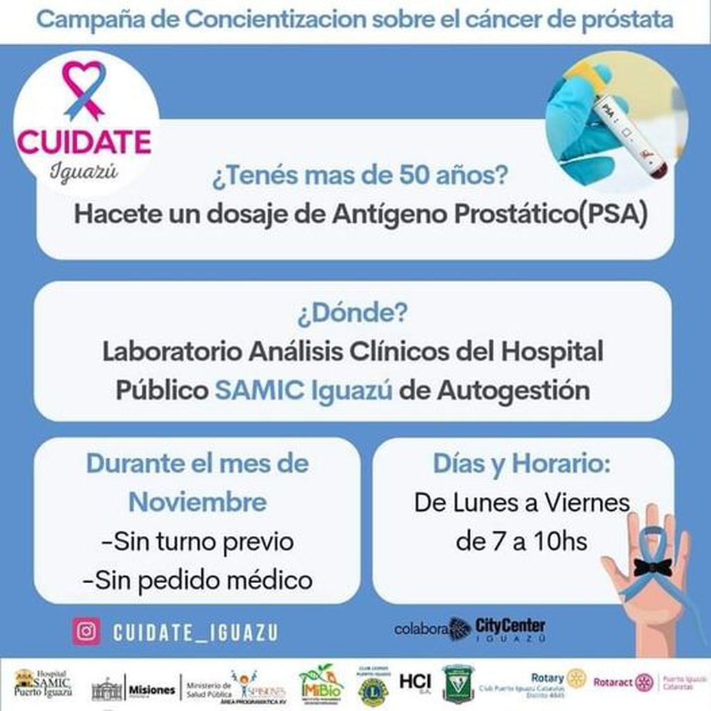 Campaña contra el cáncer de próstata en Puerto Iguazú.