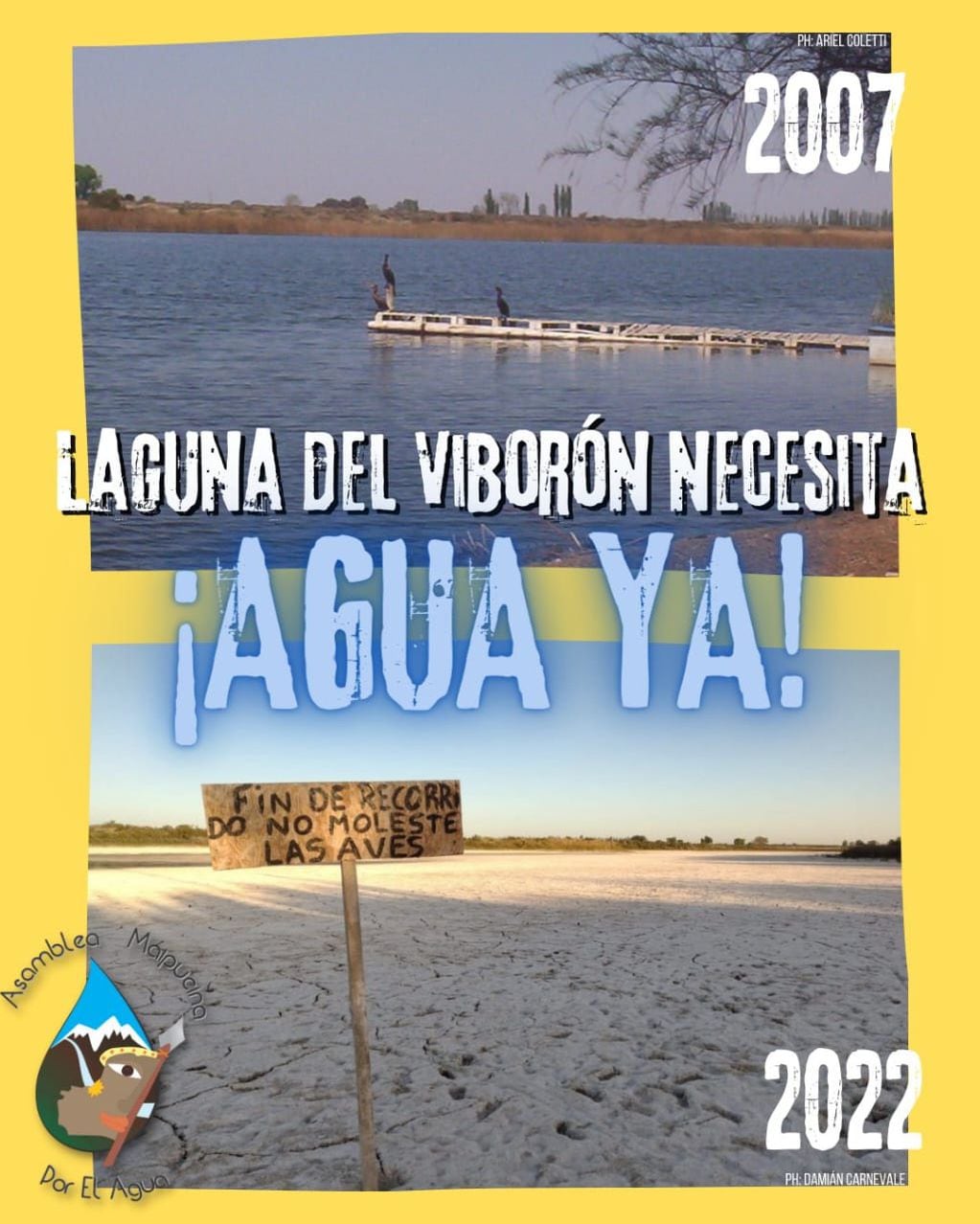 Reclamo de la Asamblea Maipucina por el Agua por la sequía de la Laguna del Viborón.